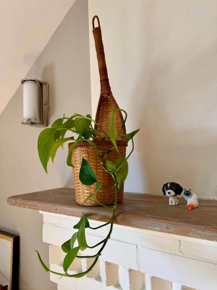 Vintage Wicker Rattan Wall Planter Basket | Boho Hanging Plant H - photo 4