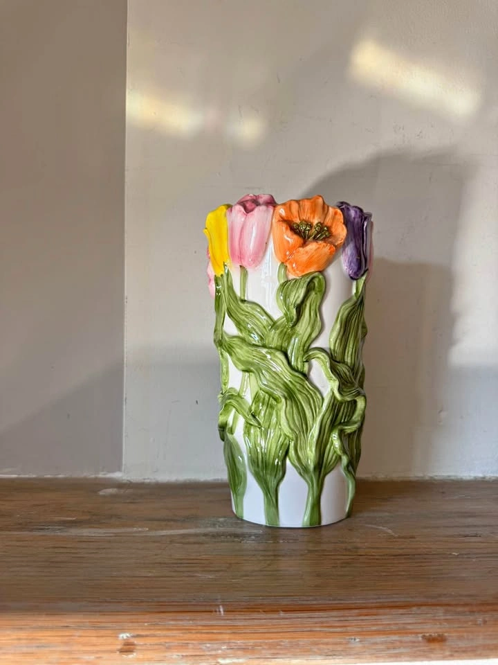 Vintage 1987 Cheryl Johnson Ebeling & Reuss Tulip Floral Vase