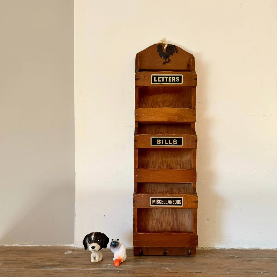 Vintage Wooden Wall Mail Organizer – Letters Bills Misc – Rooste