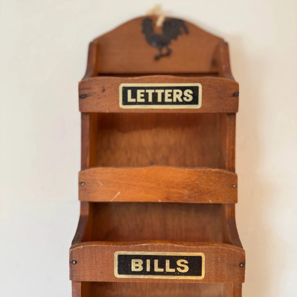Vintage Wooden Wall Mail Organizer – Letters Bills Misc – Rooste - photo 3