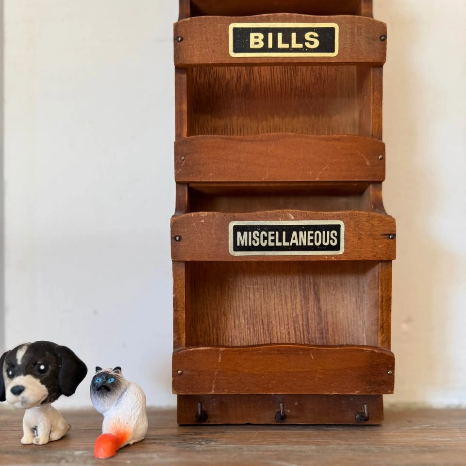 Vintage Wooden Wall Mail Organizer – Letters Bills Misc – Rooste - photo 4