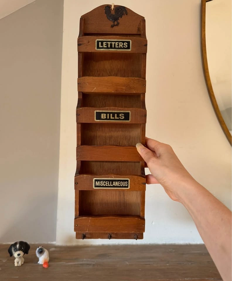 Vintage Wooden Wall Mail Organizer – Letters Bills Misc – Rooste - photo 5