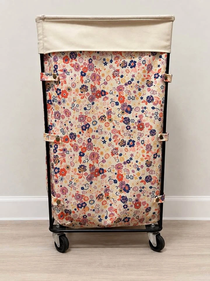 FLORAL ROLLING LAUNDRY BASKET