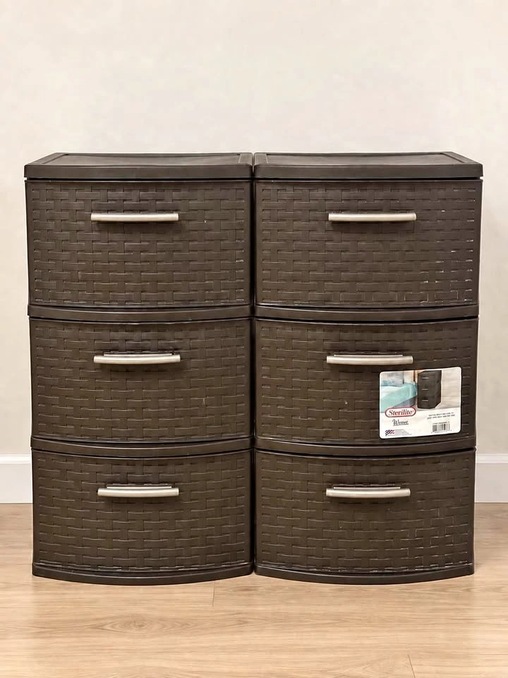 TWO STERILITE 3-DRAWER STORAGE TOWERS