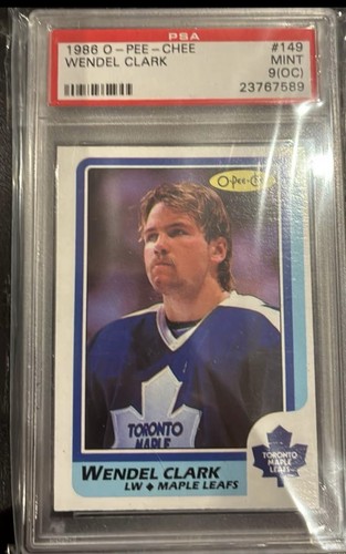1986-87 O-Pee-Chee Wendel Clark Maple Leafs #149 PSA 9(OC)