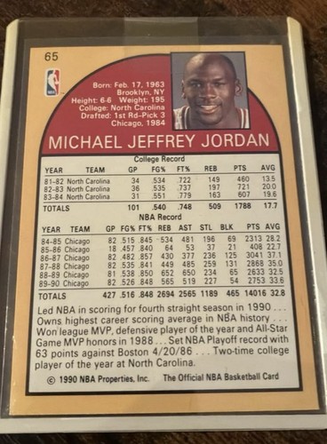 HOOPS 1990 MICHAEL JORDAN NBA BASKETBALL CARD - photo 2