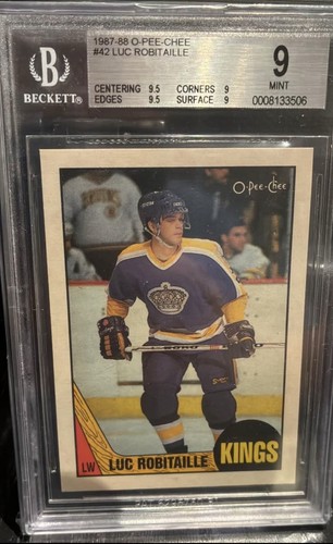 1987-88 OPC Luc Robitaille RC Rookie Card BVG 9 Mint