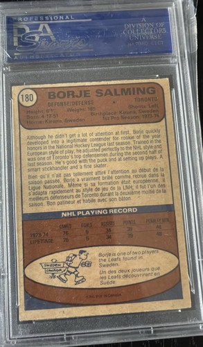 1974-75 O-Pee-Chee #180 Borje Salming RC PSA 5 - photo 2
