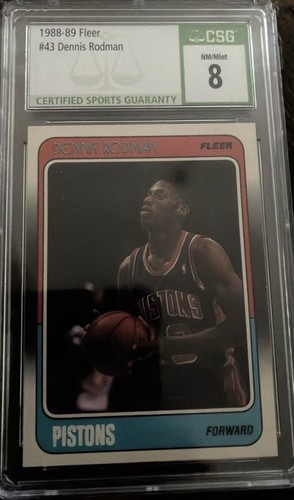 1988-89 Fleer Dennis Rodman #43 CSG 8 Rookie RC HOF