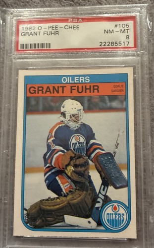1982 OPC Grant Fuhr Rookie Card #105 PSA NM-MT 8 Oilers