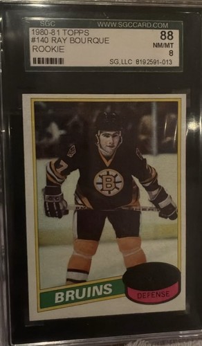 1980-81 Topps Ray Bourque Hockey Rookie Card SGC 8
