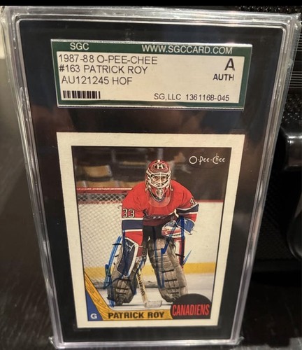 1987/88 O-PEE-CHEE NHL HOCKEY CARD #163 PATRICK ROY SGC AUTO