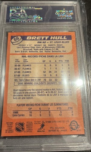 1988 Brett Hull Rookie RC PSA 8 OPC HOF Legend - photo 2