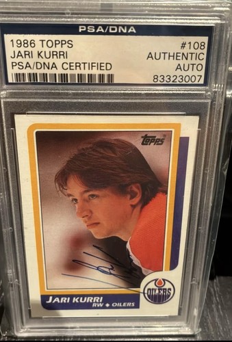 1986 87 Topps Jari Kurri Auto Psa Authenticated Edmonton Oilers