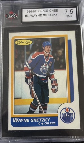 1986-87 O-Pee-Chee NHL #3 Wayne Gretzky HOF KSA 7.5 NM+