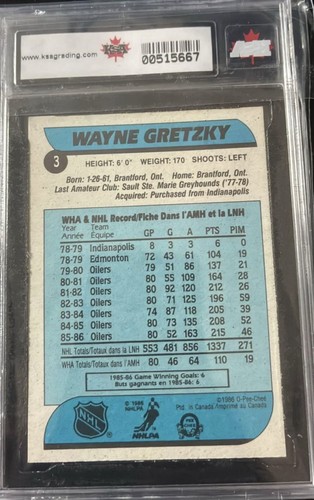1986-87 O-Pee-Chee NHL #3 Wayne Gretzky HOF KSA 7.5 NM+ - photo 2