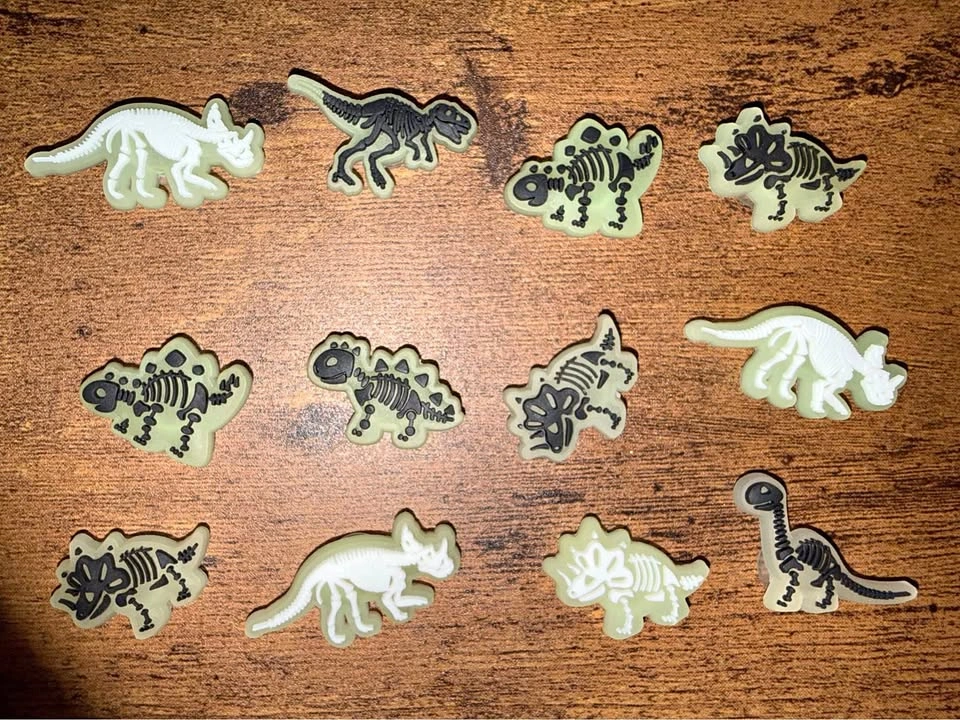 Glow in the Dark Dinosaur Crocs Charms – 12 Pieces
