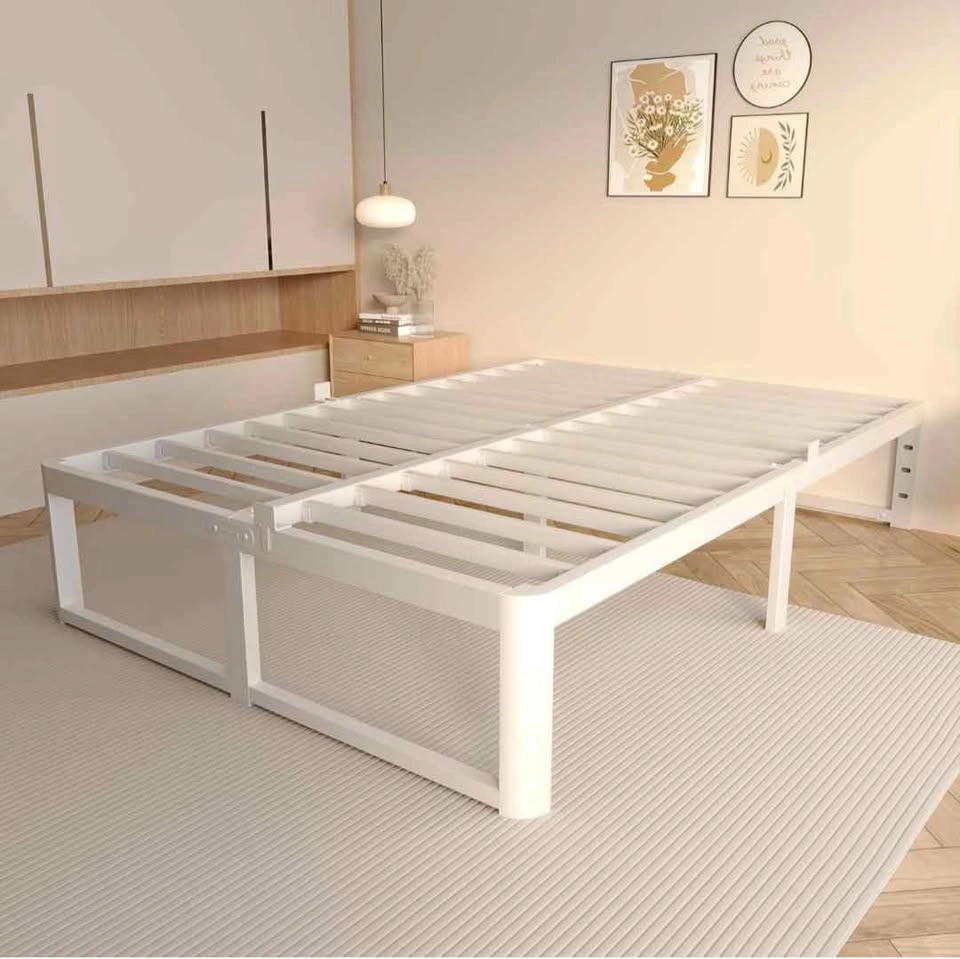 King Size White Metal Platform Bed Frame