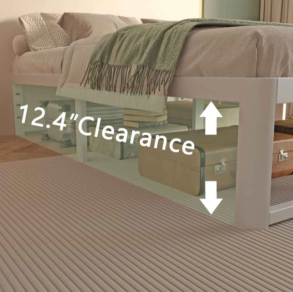 King Size White Metal Platform Bed Frame - photo 4