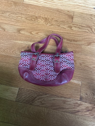 Vintage Coach Soho Signature C Demi Hobo Bag Cherry Red