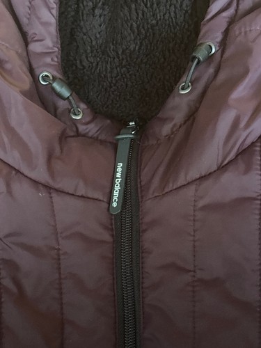 New Balance Fleece Lined Puffer Jacket Hooded Maroon Winter Coat - photo 4