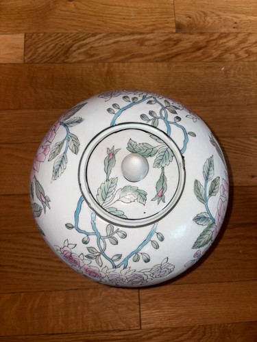 Vintage Hand-Painted Pink Peony Chinoiserie Porcelain Ginger Jar - photo 5