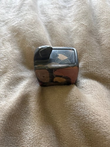 Vintage African Soapstone Hand Carved Snake Frog Trinket Box