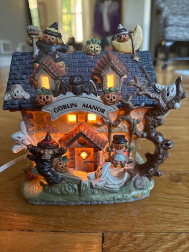 Vintage Goblin Manor Haunted House Lighted Halloween Village #19