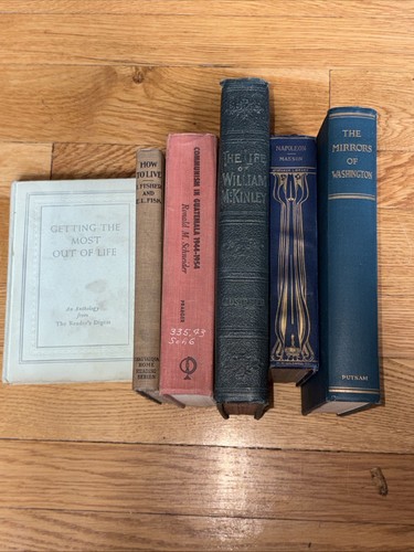 Lot of 6 Antique/Vintage Staging Display Decor Books Faux Leathe