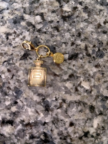 CHANEL Gold Metal Perfume Bottle Logo Accent Key Chain - photo 2
