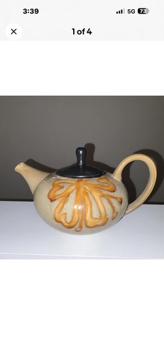 Vintage Pier 1 Imports Kioko Hand-Painted Stoneware Teapot Abstr