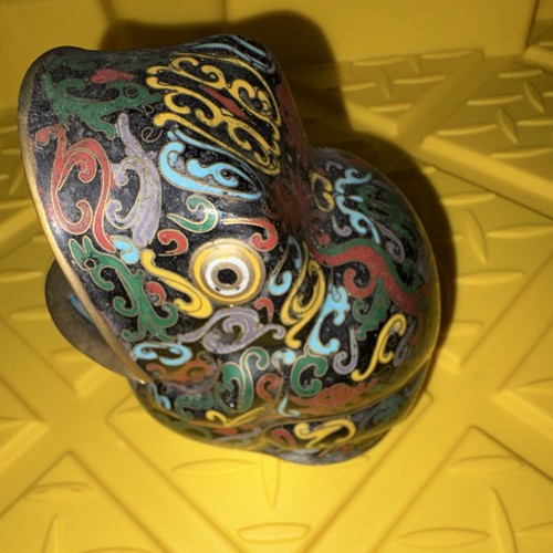 Vintage Chinese Cloisonné Frog Ashtray or Incense Burner - photo 3