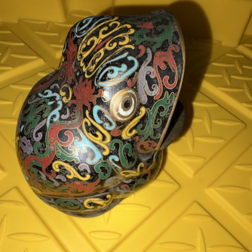 Vintage Chinese Cloisonné Frog Ashtray or Incense Burner - photo 5