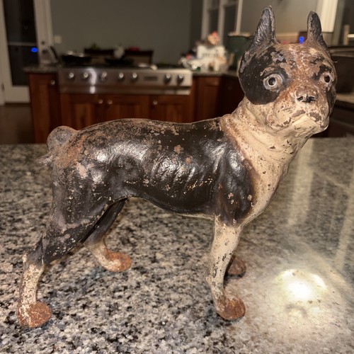 Vintage Cast Iron Boston Terrier Door Stop 20th Century