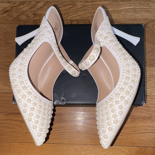 I.N.C. White Pearl Beaded Pointed Toe Mule Slip-On Heels US 10 - photo 4
