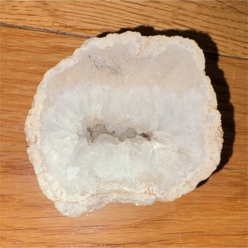 Natural Geode Crystal Mineral Specimen White Interior Display
