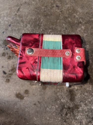 VTG Hero Toy Accordion Child Red Pearl Squeezebox Missing 2 Butt - photo 4