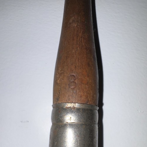 Antique Primitive Wooden Handle Brush with Metal Ferrule, Brown - photo 2