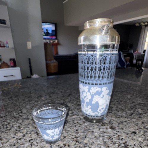 Vintage Hazel Atlas "Arabian Knights" Cocktail Shaker and Glass