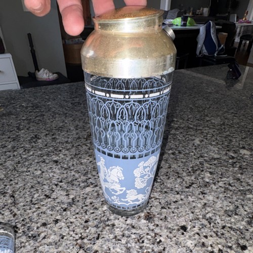 Vintage Hazel Atlas "Arabian Knights" Cocktail Shaker and Glass - photo 4