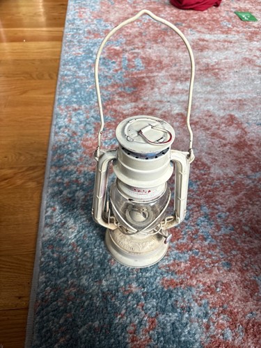 Vintage Winged Wheel No. 400 White Kerosene Hurricane Lantern