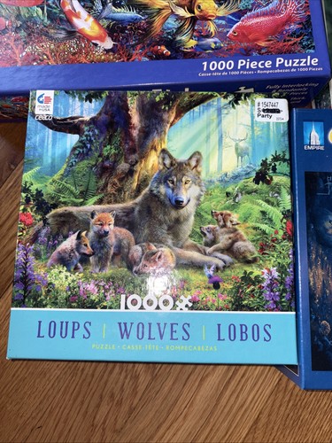 7 Lot Animal Puzzles, Cats, Tigers, Horses, Dolphins, Wolves, An - photo 2
