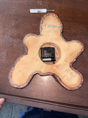 Vtg Live Edge Wood Tree Slice Slab Wall Clock Burl Resin MCM - photo 3
