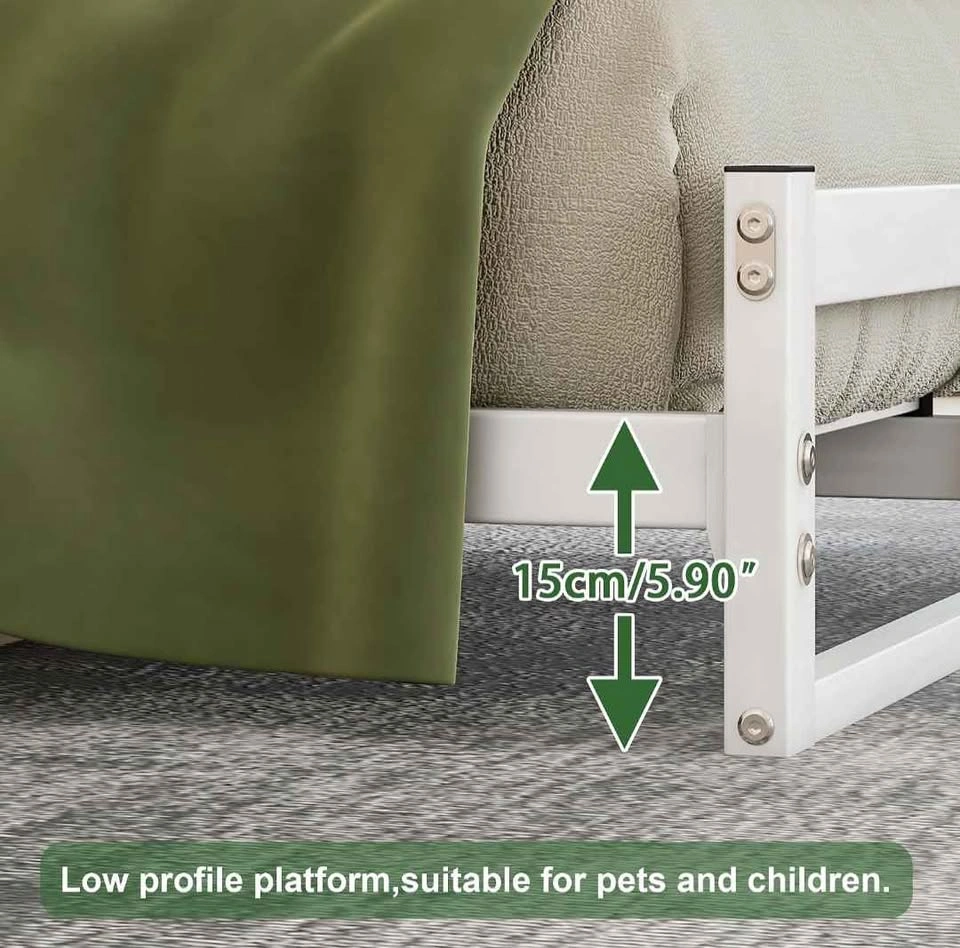 Metal double Platform Bed Frame (white) - photo 3