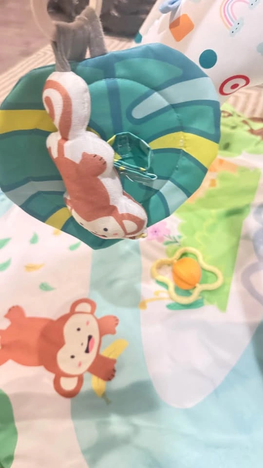 Baby play gym tummy time floor mat jungle monkey elephant giraff - photo 5