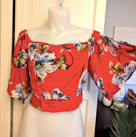 Band of Gypsies Floral Crop Top, Medium