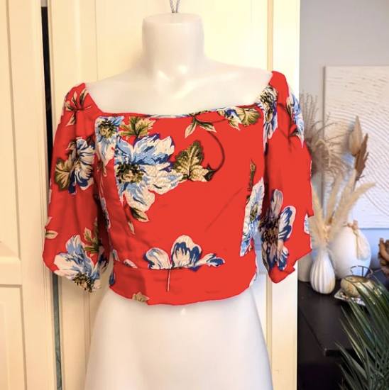 Band of Gypsies Floral Crop Top, Medium - photo 3