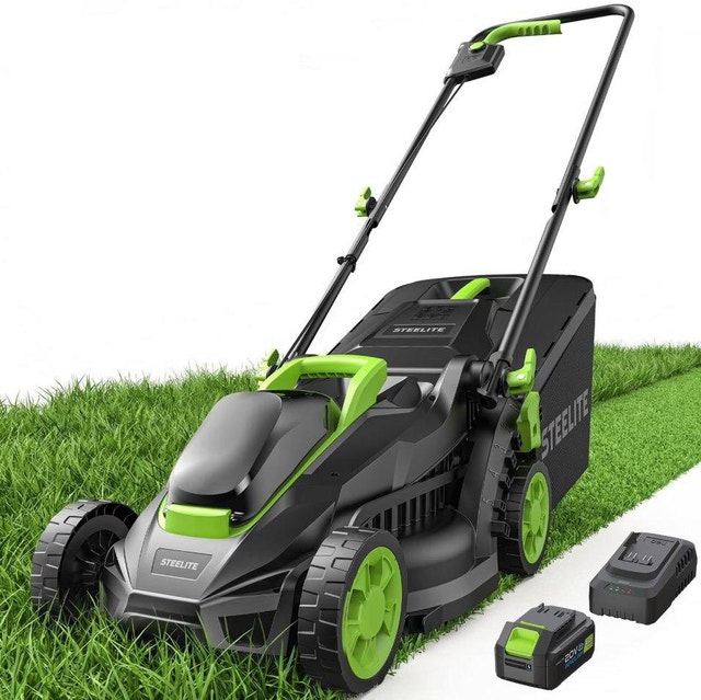 Steelite 13" Cordless Electric Lawn Mower (21V Brushless, 4.0Ah)