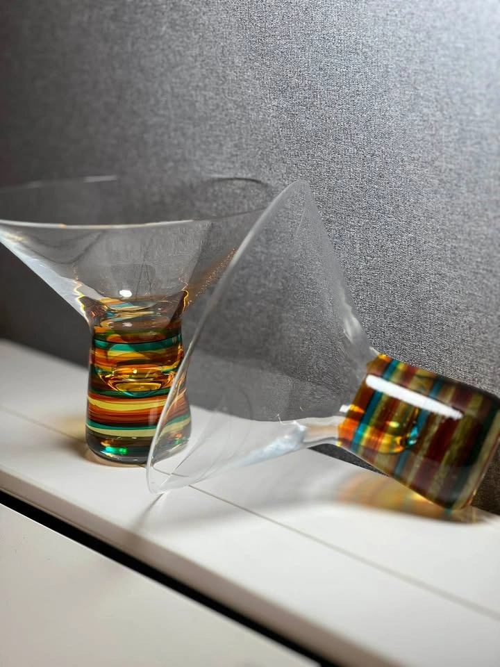 Set of 2 Vintage Bubble Base Stemless Martini Glasses - photo 2