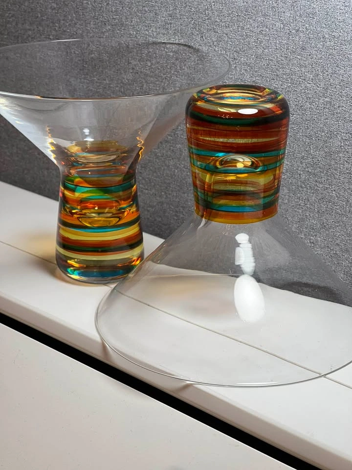 Set of 2 Vintage Bubble Base Stemless Martini Glasses - photo 3
